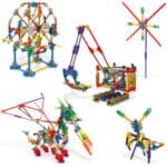 Image of example model toys that could be created using the pieces from the K'NEX 80 Model Building Set