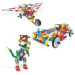 Image of example model toys that could be created using the pieces from the K'NEX 80 Model Building Set