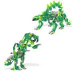 Image shows an example of two dinos that can be built from the K'NEX Dynamic Dinos 6-in-1 Building Set