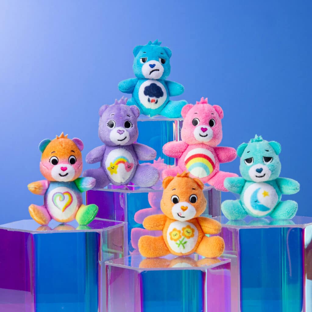 Display of all the bears from the Micro Teenies Care Bears Assortment - Tiny Collectible Plush!