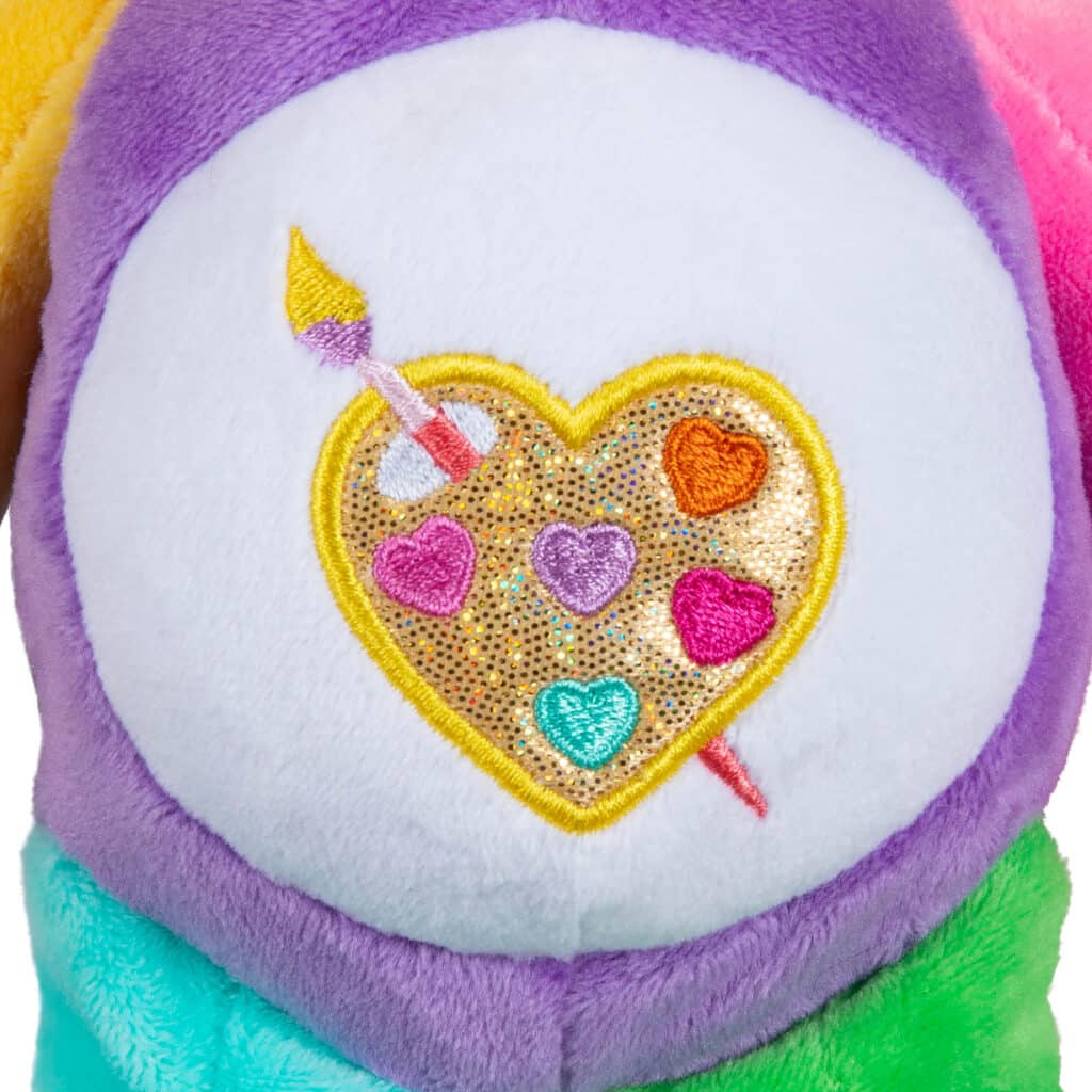Close up of the Belly Badge on the Work of Heart Bear from the Fun Size Sparkle Collection