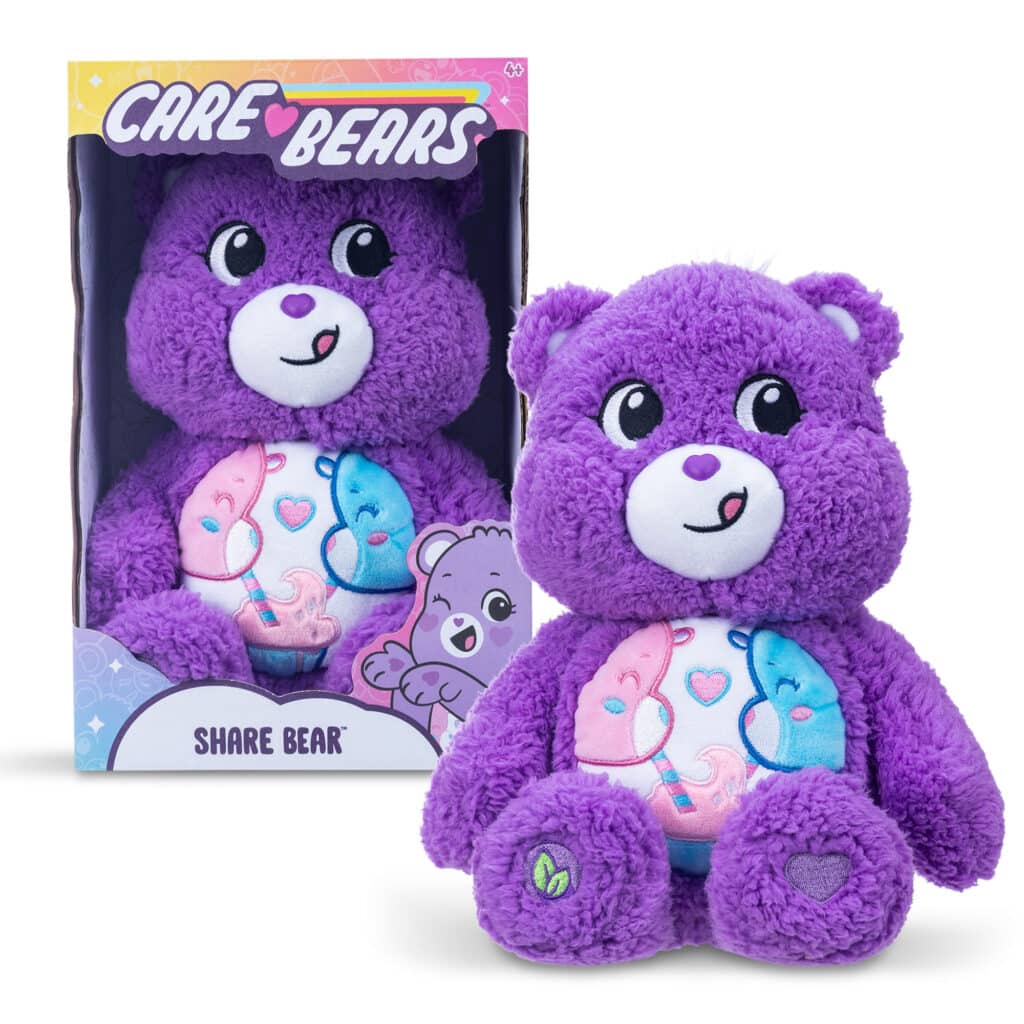 Cozy Share Bear shown in and out of Packaging