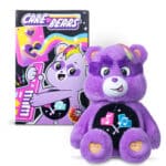 Care Bears - 14" Medium Plush - Rock-a-Lot Share Bear in and out of packaging