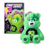Care Bears - 14" Medium Plush - Rock-a-Lot Good Luck Bear in and out of packaging