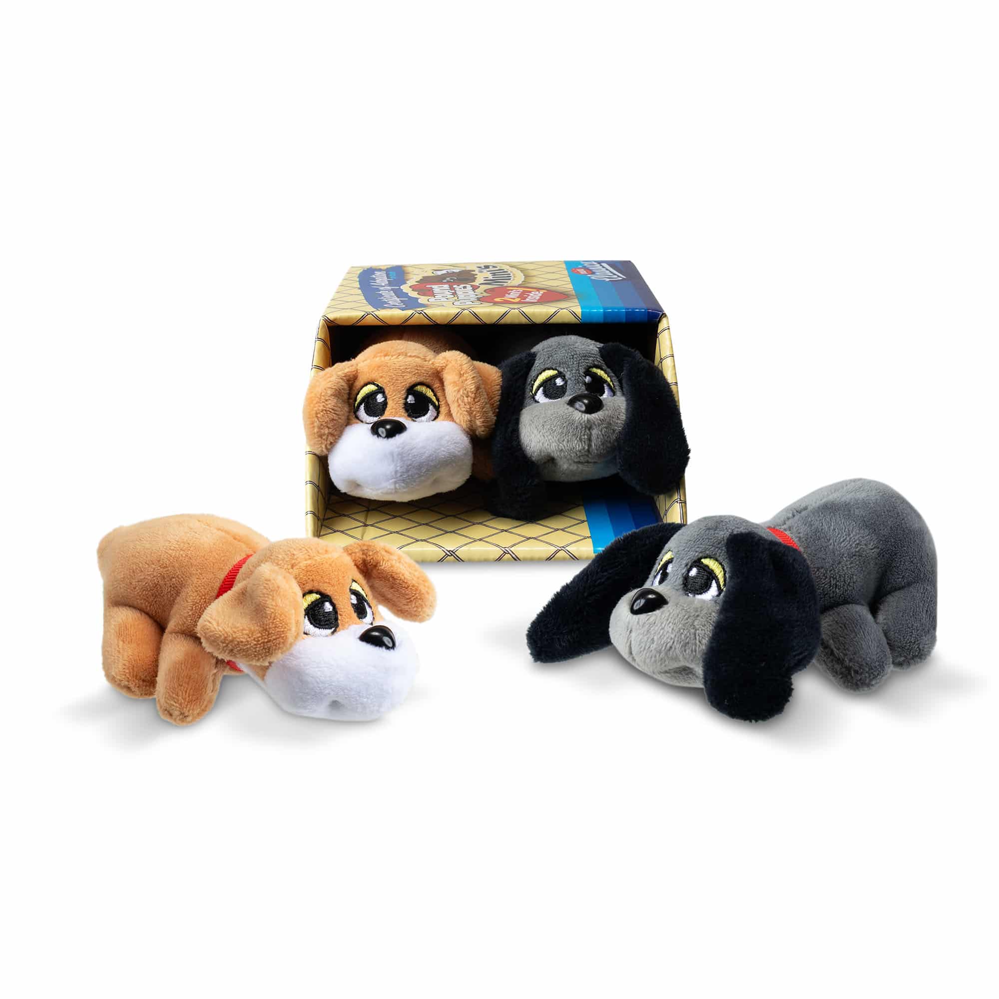 Mini Classics, Pound Puppies Mini 2-Pack, Tan & Gray in and out of packaging