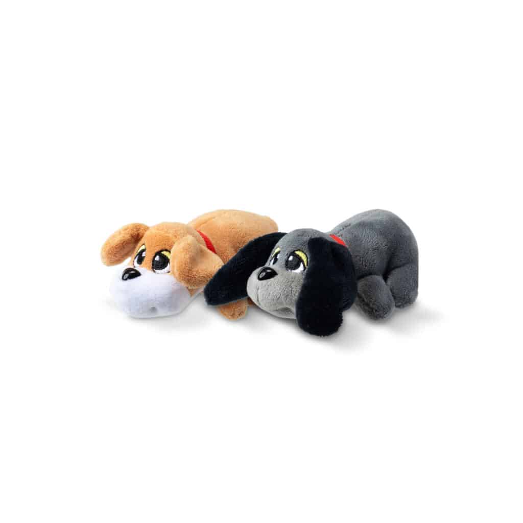 Angled view of Mini Classics, Pound Puppies Mini 2-Pack, Tan & Gray