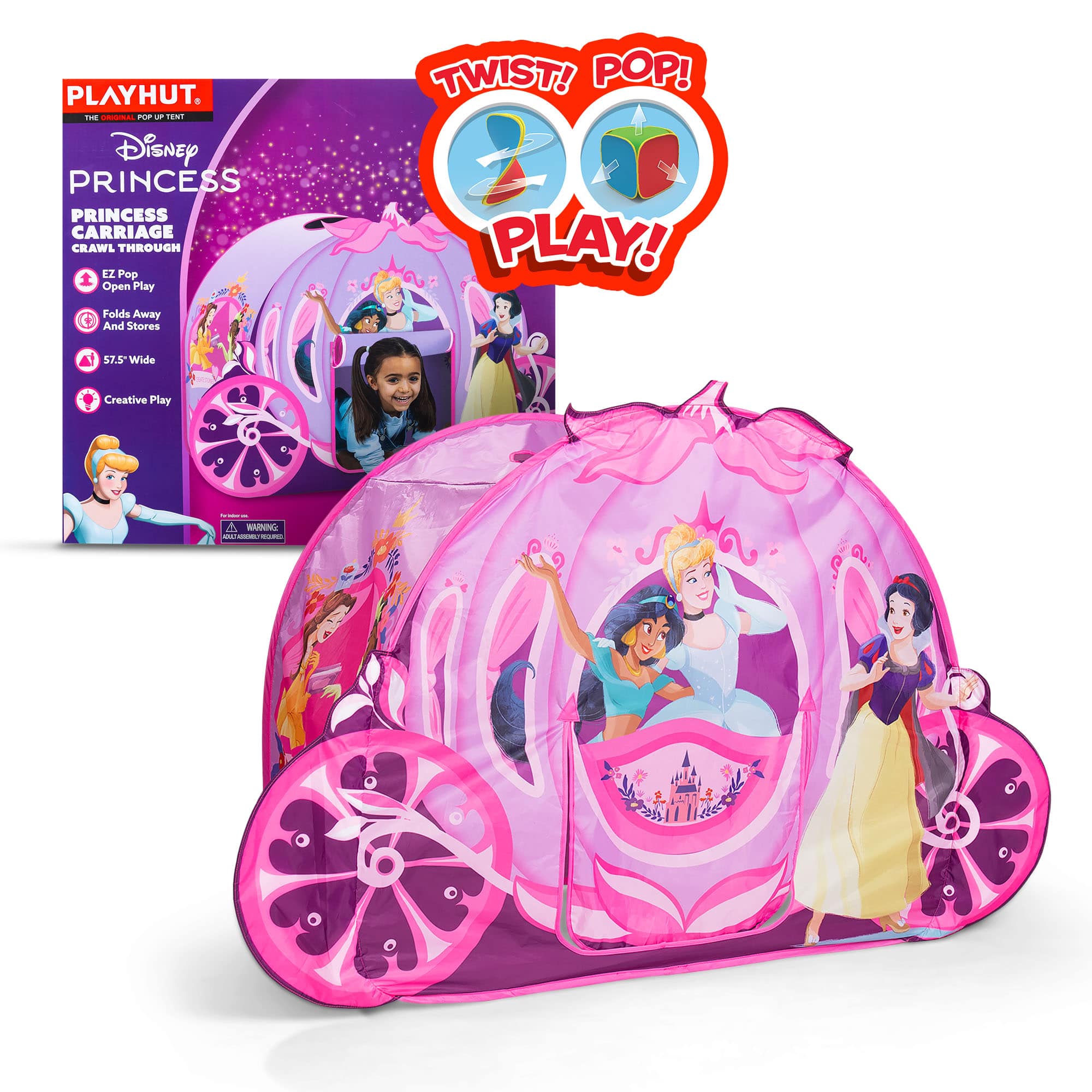 Playhut Disney Princess Carriage Crawl Through in and out of packaging