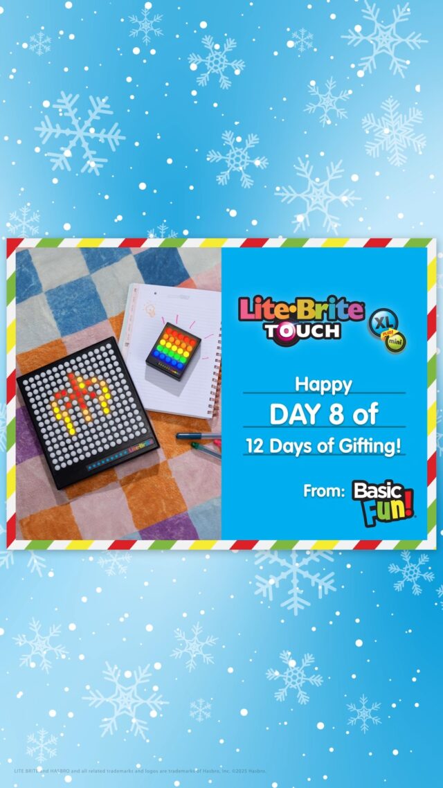 Day 8 of Basic Fun’s 12 Days of Giving and today we have the Lite-Brite Touch Combo — create glowing holiday magic with every tap!
#BasicFunToys #12DaysOfGifting #Giveaway #HolidayGiftGuide 

*NO PURCHASE NECESSARY. Open to legal residents of North America with public accounts. Void where prohibited. Must be 18+. Giveaway closes at 11:59 PM ET each day. Winners will be selected based on visible posts and contacted via DM from @BasicFunToys only. This giveaway is not sponsored, endorsed, or administered by Instagram, Facebook, TikTok, or the retailer.