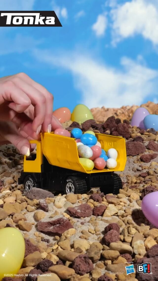 🚜 The Tonka Mighty Dump, Excavator, and Front Loader are ready for Easter adventures!🐰