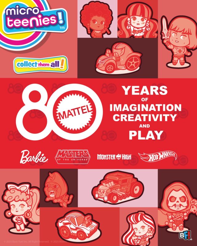 Celebrate Mattel’s incredible 80th anniversary with the exclusive @MicroTeenies @Mattel 80th Anniversary collection featuring Barbie 🩷, Hot Wheels 🚗, Monster High 💅💀, and Masters of the Universe ⚔️!