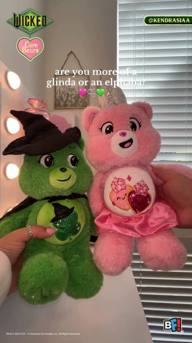 Are you bright like Glinda 💖 or bold like Elphaba 💚?
Lets see which @kendrasiaa picks 
#CareBears #WickedxCareBears #WickedMovie #WickedForGood