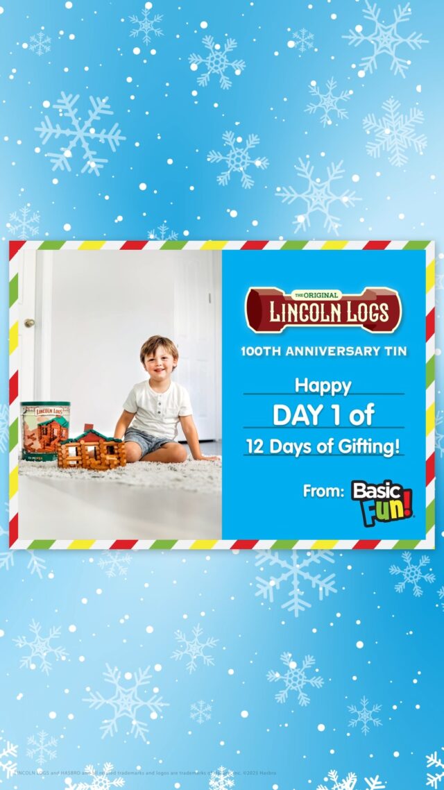 * winner selected* Day 1 of Basic Fun's 12 Days of Giving and today we have the iconic Lincoln Logs 100th Anniversary Tin — a timeless building classic that brings generations together!
#BasicFunToys #12DaysOfGifting #Giveaway #HolidayGiftGuide 

*NO PURCHASE NECESSARY. Open to legal residents of North America with public accounts. Void where prohibited. Must be 18+. Giveaway closes at 11:59 PM ET each day. Winners will be selected based on visible posts and contacted via DM from @BasicFunToys only. This giveaway is not sponsored, endorsed, or administered by Instagram, Facebook, TikTok, or the retailer.