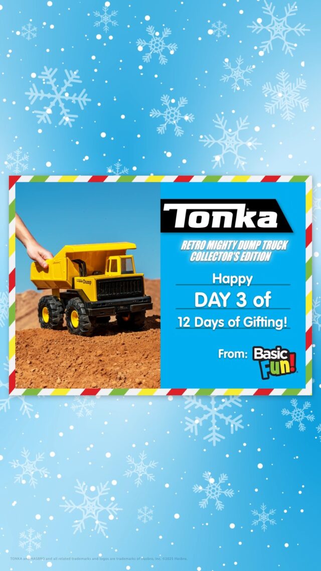 Day 3 of Basic Fun’s 12 Days of Giving and today we have the Tonka Retro Mighty Dump Truck Collector’s Edition — built Tonka Tough and ready for BIG holiday fun!
#BasicFunToys #12DaysOfGifting #Giveaway #HolidayGiftGuide 

*NO PURCHASE NECESSARY. Open to legal residents of North America with public accounts. Void where prohibited. Must be 18+. Giveaway closes at 11:59 PM ET each day. Winners will be selected based on visible posts and contacted via DM from @BasicFunToys only. This giveaway is not sponsored, endorsed, or administered by Instagram, Facebook, TikTok, or the retailer.